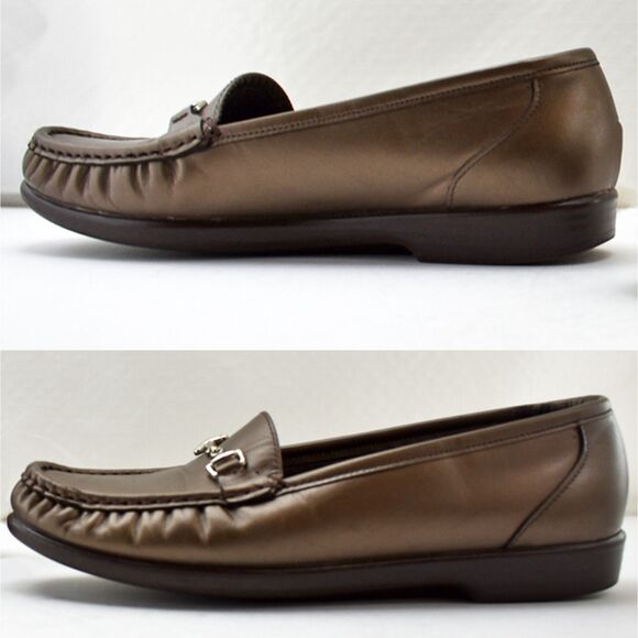SAS Metro Bronze Slip On Leather Moccasin Toe Loafers - Women's Size 9M - Picture 2 of 8